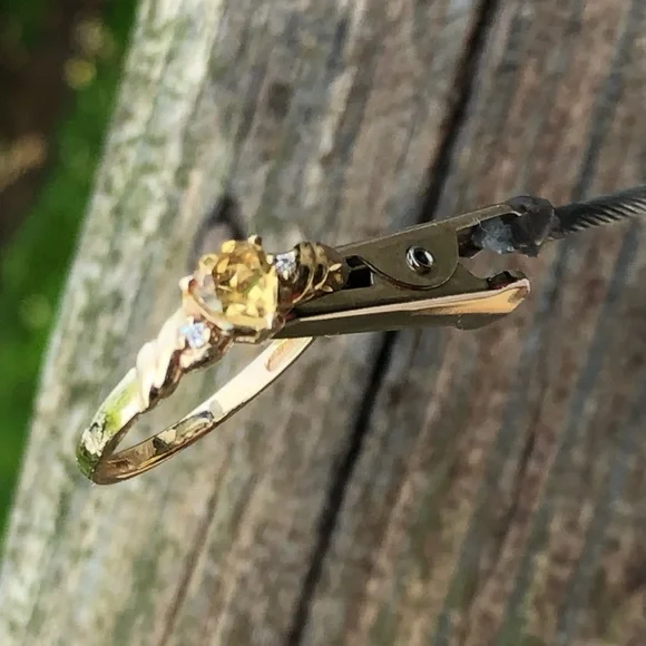 10kt yellow gold citrine ring with white accents - Picture 6 of 14